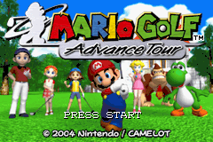 Mario Golf Advance Tour title screen for GameBoy Advance